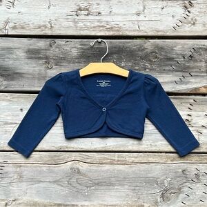 Faded Glory Organic Cotton Knit Bolero Cardigan Navy Blue Infant Size 18M